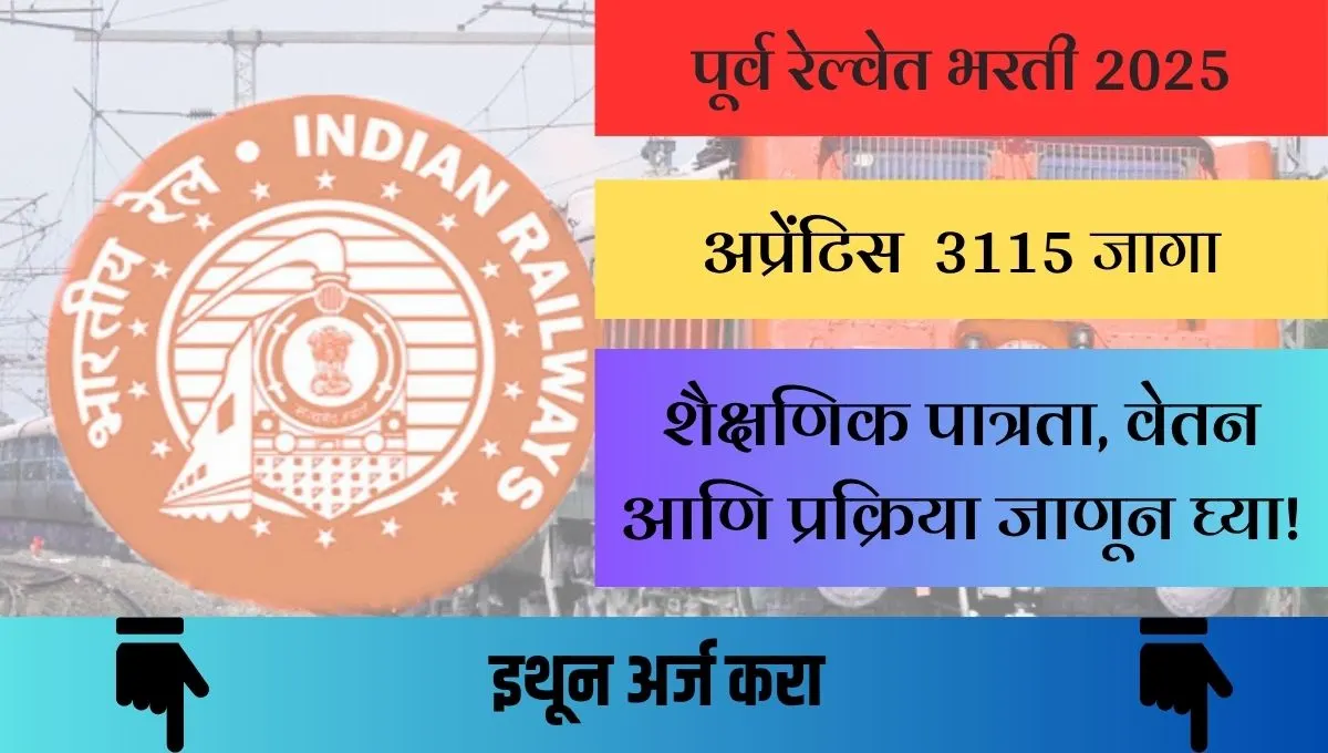 Eastern Railway Bharti 2025: पूर्व रेल्वेत 3115 जागांसाठी भरती